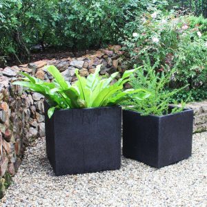 Rhine Square Poly Planter (Set Of 2) – Black - Lam Hiep Hung JSC