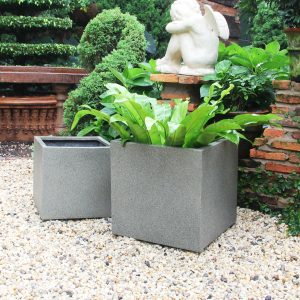 Rhine Square Poly Planter (Set Of 2) – Grey - Lam Hiep Hung JSC