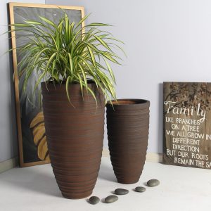 Shine Urn Poly Planter (Set Of 2) – Red Brown - Lam Hiep Hung JSC