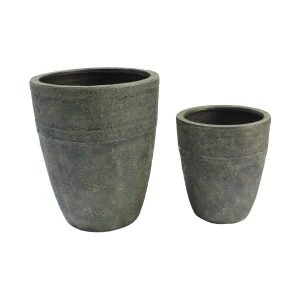 Milan Urn Poly Planter (Set Of 2) – Green Brown - Lam Hiep Hung JSC