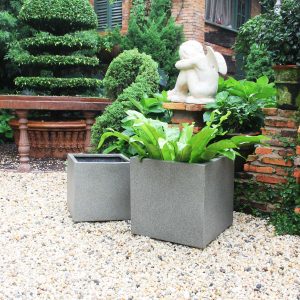 Rhine Square Poly Planter (Set Of 2) – Grey - Lam Hiep Hung JSC
