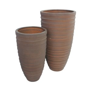 Shine Urn Poly Planter (Set Of 2) – Red Brown - Lam Hiep Hung JSC