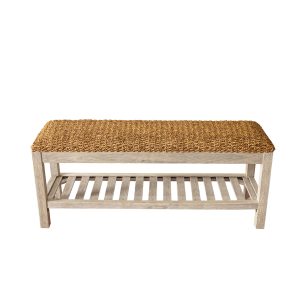 Lindos Water Hyacinth Wood Bench – Grey - Lam Hiep Hung JSC