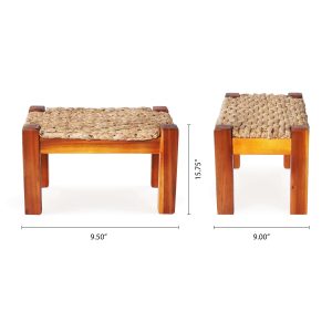 Dock water hyacinth Wood stool – Natural (Set of 2) - Lam Hiep Hung JSC