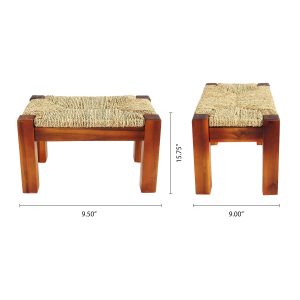 Dee Seagrass Wood Stool – Natural (Set of 2) - Lam Hiep Hung JSC