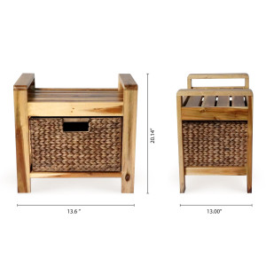 Brae water hyacinth Wood Storage Stool – Brown - Lam Hiep Hung JSC