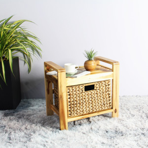 Brae water hyacinth Wood Storage Stool – Brown - Lam Hiep Hung JSC