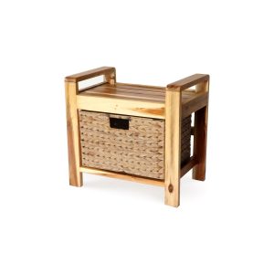 Brae water hyacinth Wood Storage Stool – light Brown - Lam Hiep Hung JSC