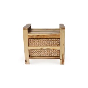 Brae water hyacinth Wood Storage Stool – light Brown - Lam Hiep Hung JSC