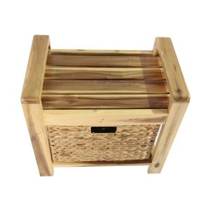 Brae water hyacinth Wood Storage Stool – light Brown - Lam Hiep Hung JSC