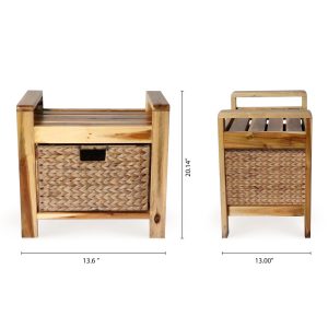 Brae water hyacinth Wood Storage Stool – light Brown - Lam Hiep Hung JSC