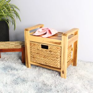 Brae water hyacinth Wood Storage Stool – light Brown - Lam Hiep Hung JSC
