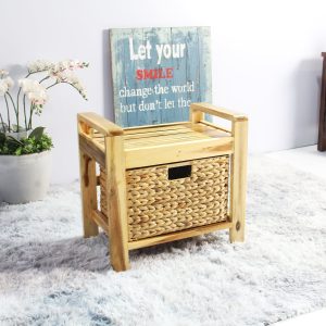 Brae water hyacinth Wood Storage Stool – light Brown - Lam Hiep Hung JSC