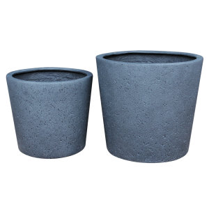 Rugen Cylindrical Round Poly Planter (Set Of 2) – Dark Grey - Lam Hiep Hung JSC