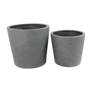 Rugen Cylindrical Round Poly Planter (Set Of 2) – Dark Grey - Lam Hiep Hung JSC