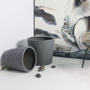 Rugen Cylindrical Round Poly Planter (Set Of 2) – Dark Grey - Lam Hiep Hung JSC