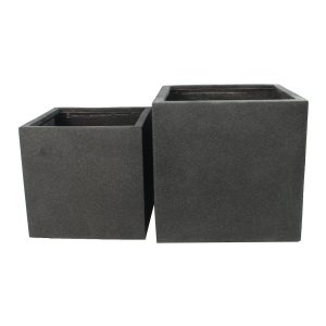 Rhine Square Poly Planter (Set Of 2) – Black - Lam Hiep Hung JSC