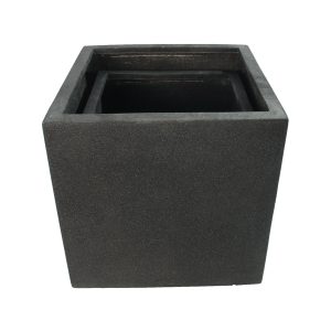 Rhine Square Poly Planter (Set Of 2) – Black - Lam Hiep Hung JSC