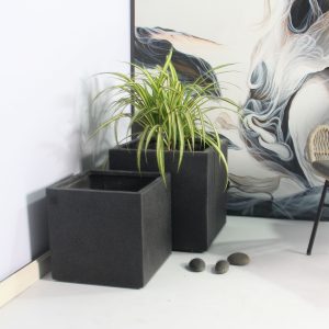 Rhine Square Poly Planter (Set Of 2) – Black - Lam Hiep Hung JSC