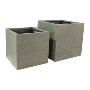 Rhine Square Poly Planter (Set Of 2) – Grey - Lam Hiep Hung JSC