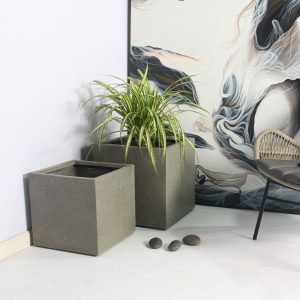 Rhine Square Poly Planter (Set Of 2) – Grey - Lam Hiep Hung JSC