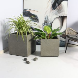 Rhine Square Poly Planter (Set Of 2) – Grey - Lam Hiep Hung JSC