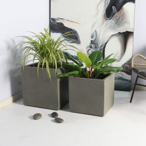 Rhine Square Poly Planter (Set Of 2) – Grey - Lam Hiep Hung JSC