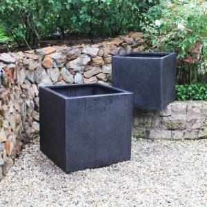 Rhine Square Poly Planter (Set Of 2) – Black - Lam Hiep Hung JSC