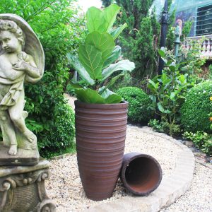 Shine Urn Poly Planter (Set Of 2) – Red Brown - Lam Hiep Hung JSC