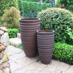 Shine Urn Poly Planter (Set Of 2) – Red Brown - Lam Hiep Hung JSC